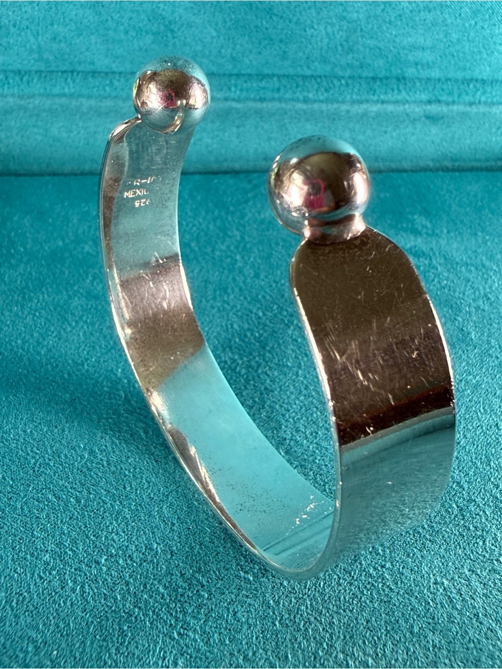 Vintage Taxco Mexico 925 Sterling Silver Modernist Ball Cuff Bracelet 25g - Picture 5 of 11
